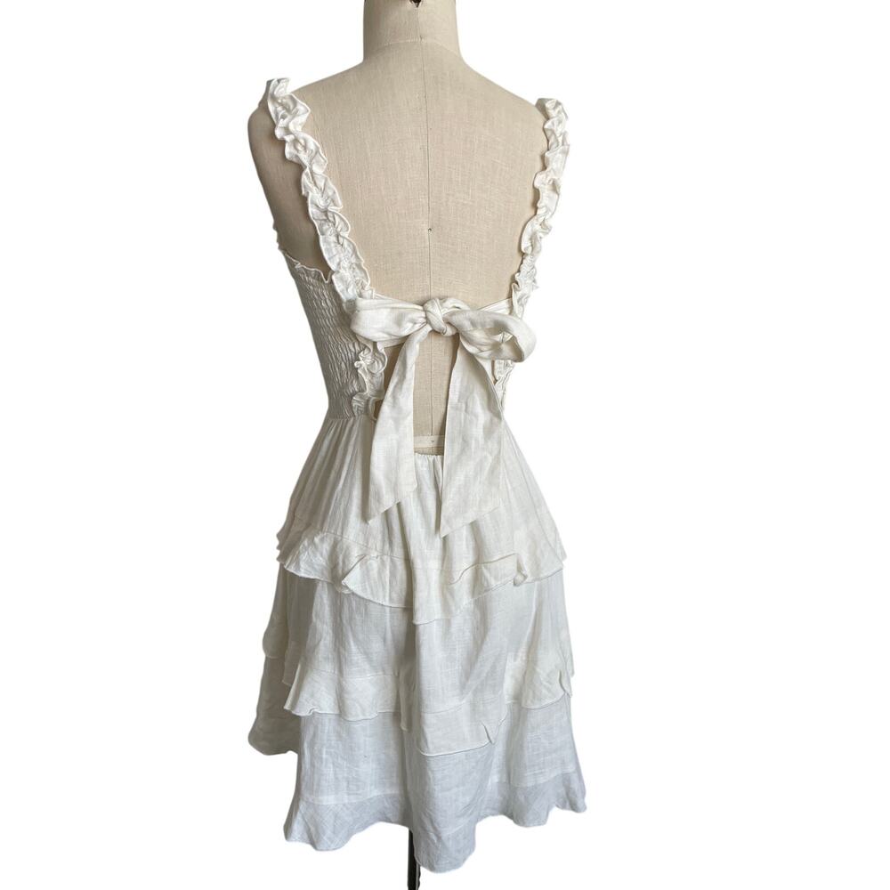 White Ruffle Tie-Back Sundress - Picture 5 of 10